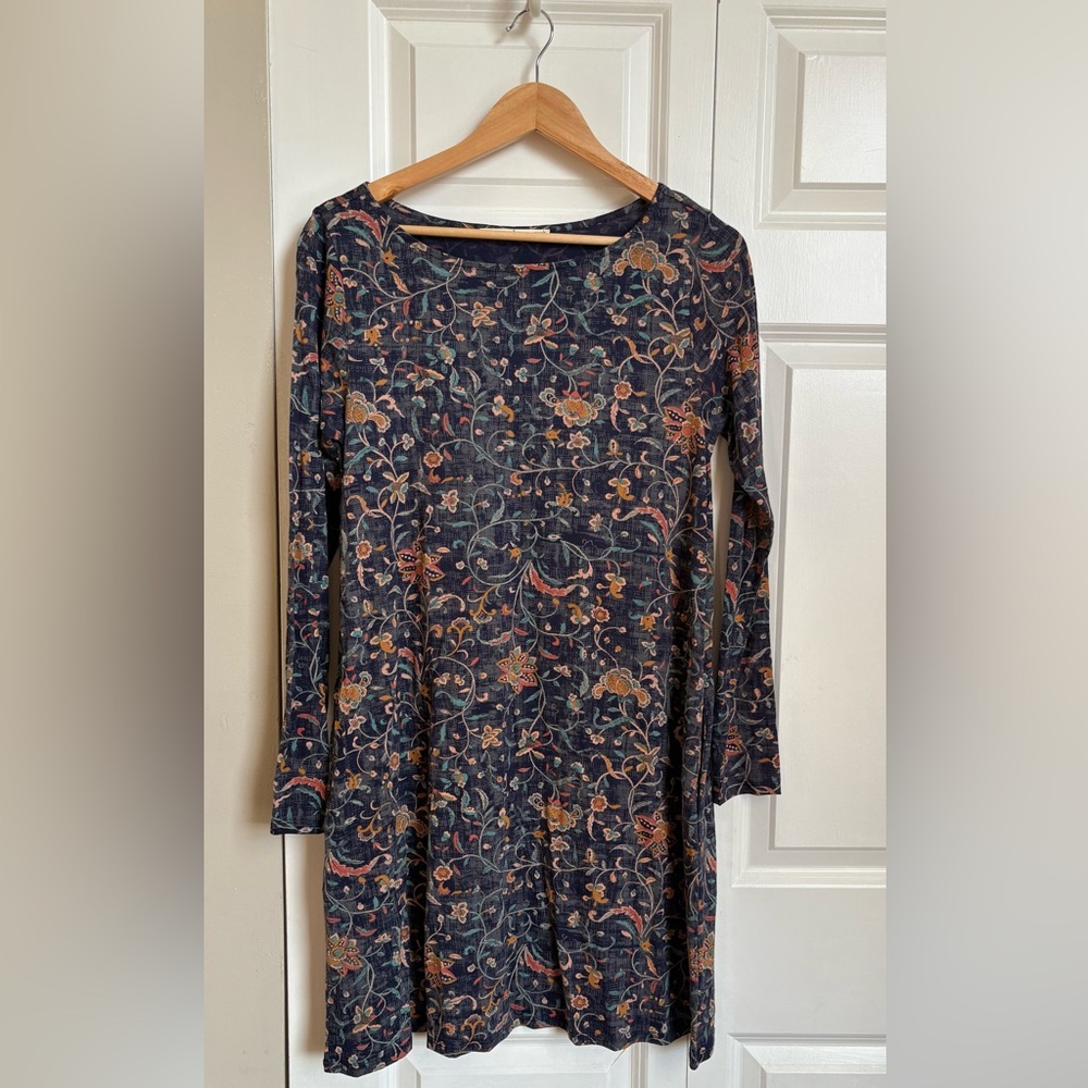 Peruvian Connection Navy Floral Long Sleeve Dress